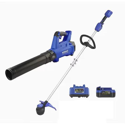 24-Volt Cordless Battery String Trimmer and Leaf Blower and 4 Ah (Battery Included) (Charger Included)