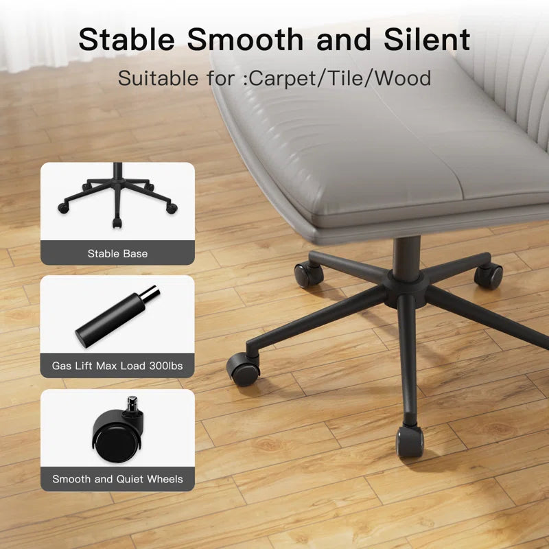 Nevel Office Chair Desk Chair Criss Cross Legged Computer Chair Armless Swivel Make up Chair with Ergonomic Design