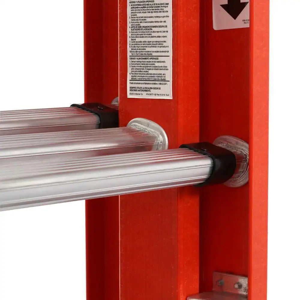 16 Ft. Fiberglass Compact Extension Ladder with 300 Lb. Load Capacity Type IA Duty Rating