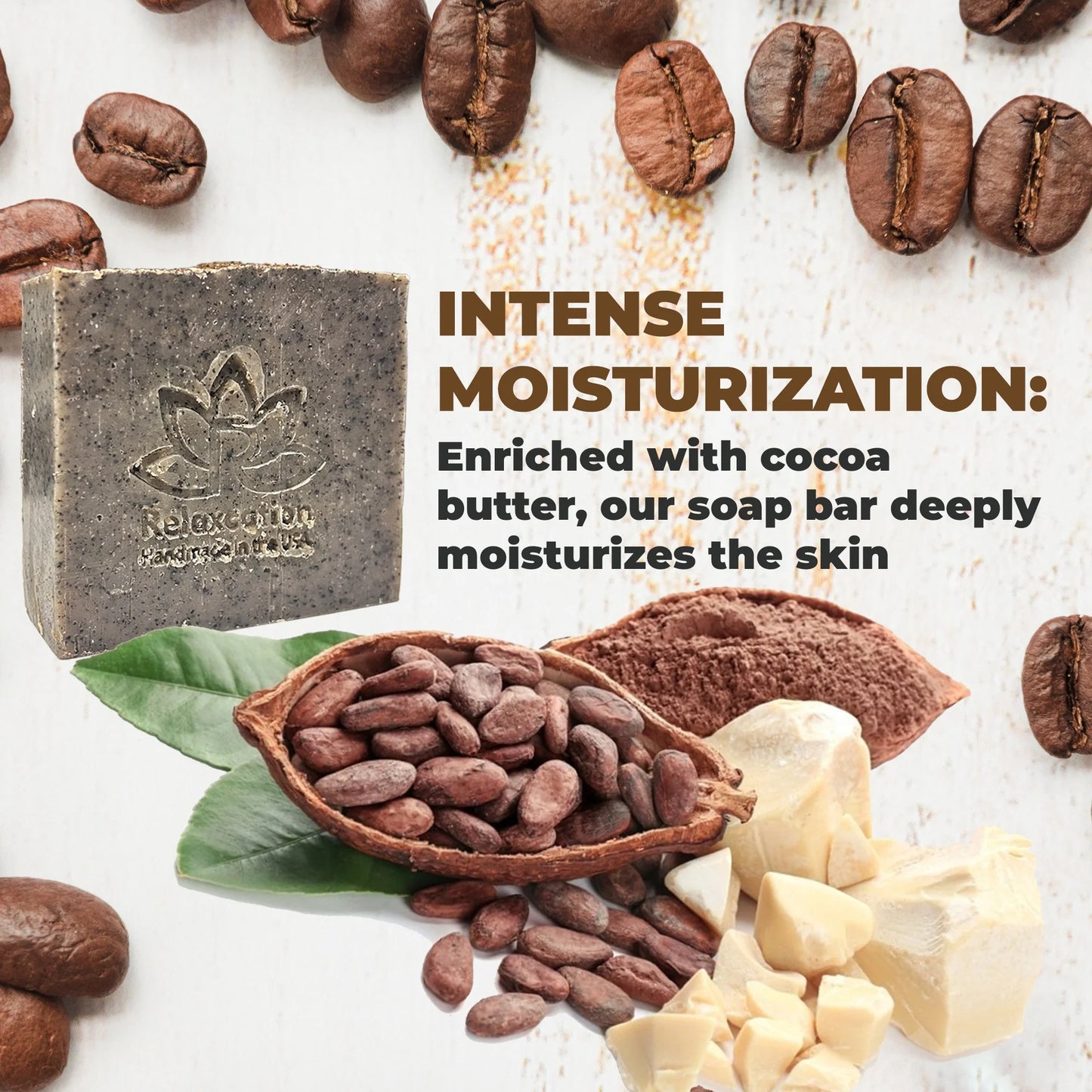 Natural Soap Bar Coffee Scrub with Organic Cocoa Butter Fresh Ground Coffee Exfoliating and Moisturizing Handmade in USA Coffee Latte Aroma Safe by 5 Set