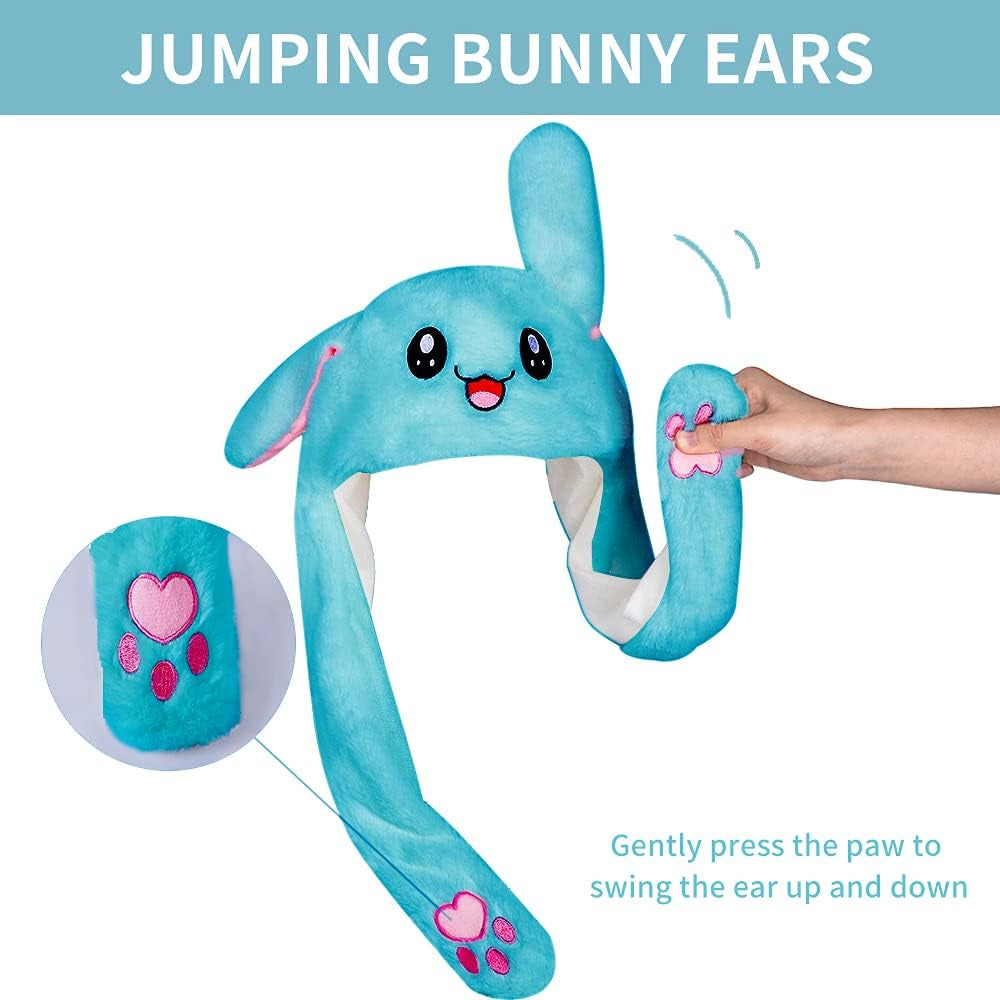 CENTER Rabbit Party Hats Christmas Hats for Adults Bunny Hat Rabbit Ears Mobile Jumping Cap Fun Hat (Blue)