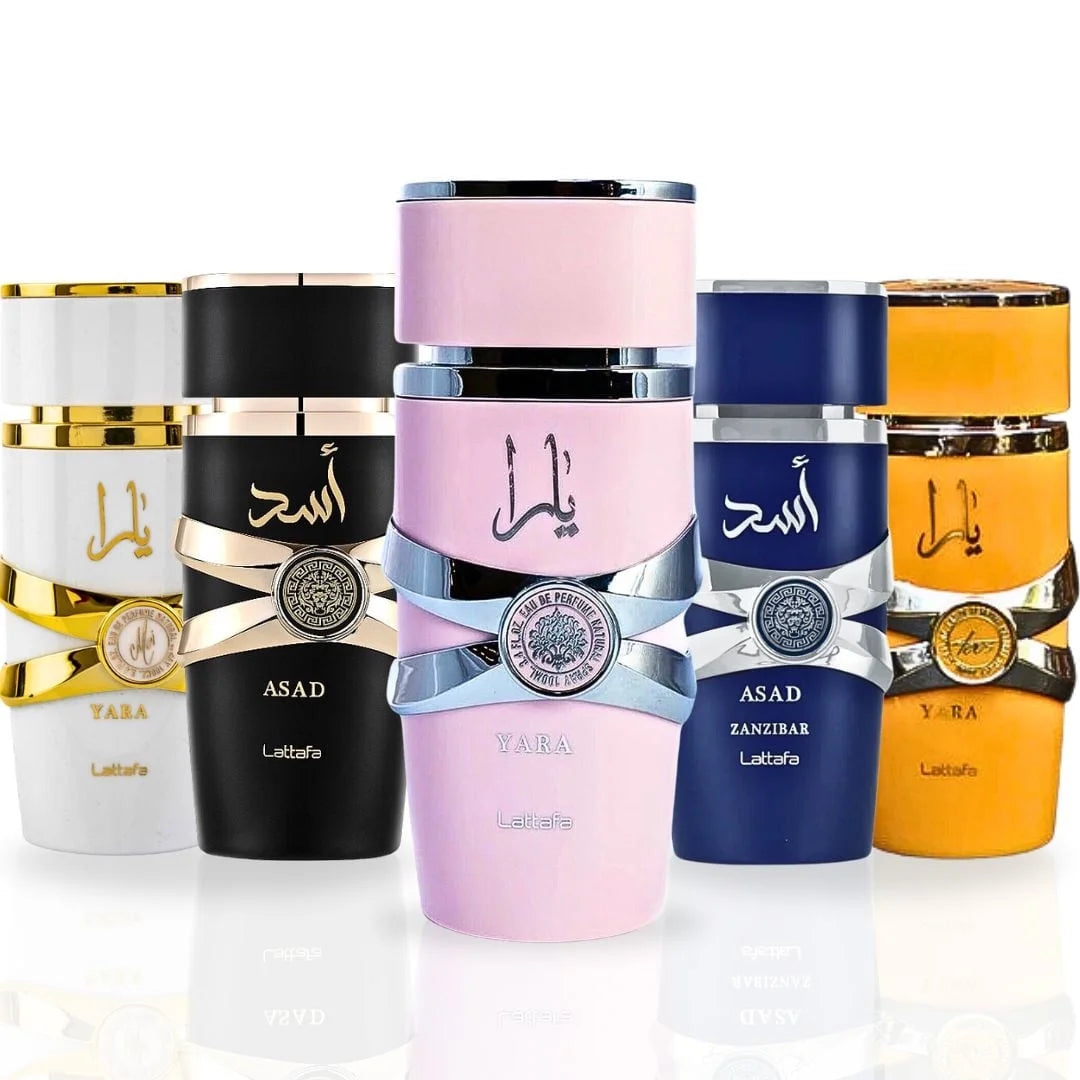 Yara Collection 5 Piece Set - Yara, Yara Moi, Yara Tous, Asad, Asad Zanzibar - Eau De Parfum Sprays 100ML (3.4 OZ) by .