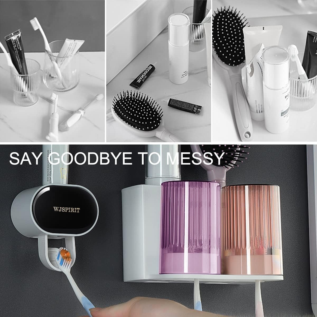 Toothbrush Holders-Couple Toothbrush Holder Wall Mounted Set,Rv Toothbrush Holder,Toothbrush Holder for Bathroom Organizer (2 Cups)