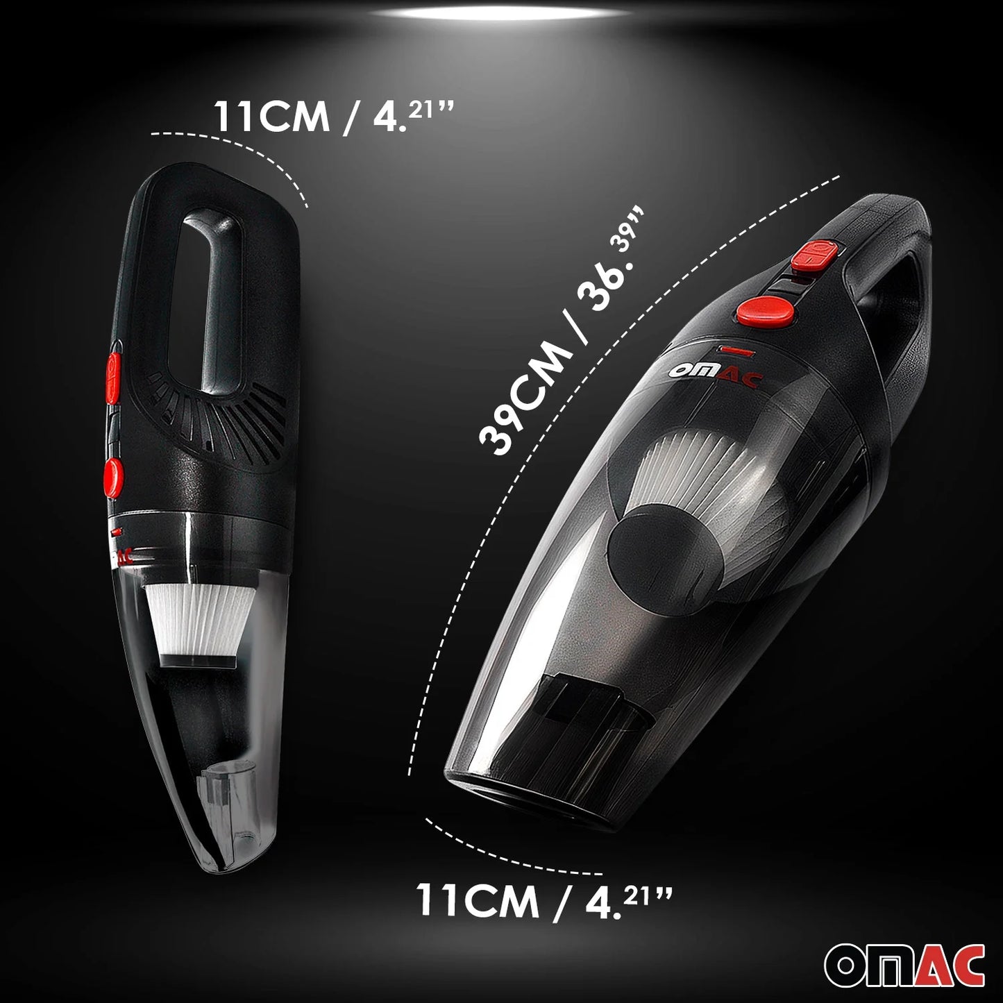 OMAC Handheld Car Vacuum Cleaner, Portable, Mini,12V High Power, 15 Ft Cord, Black
