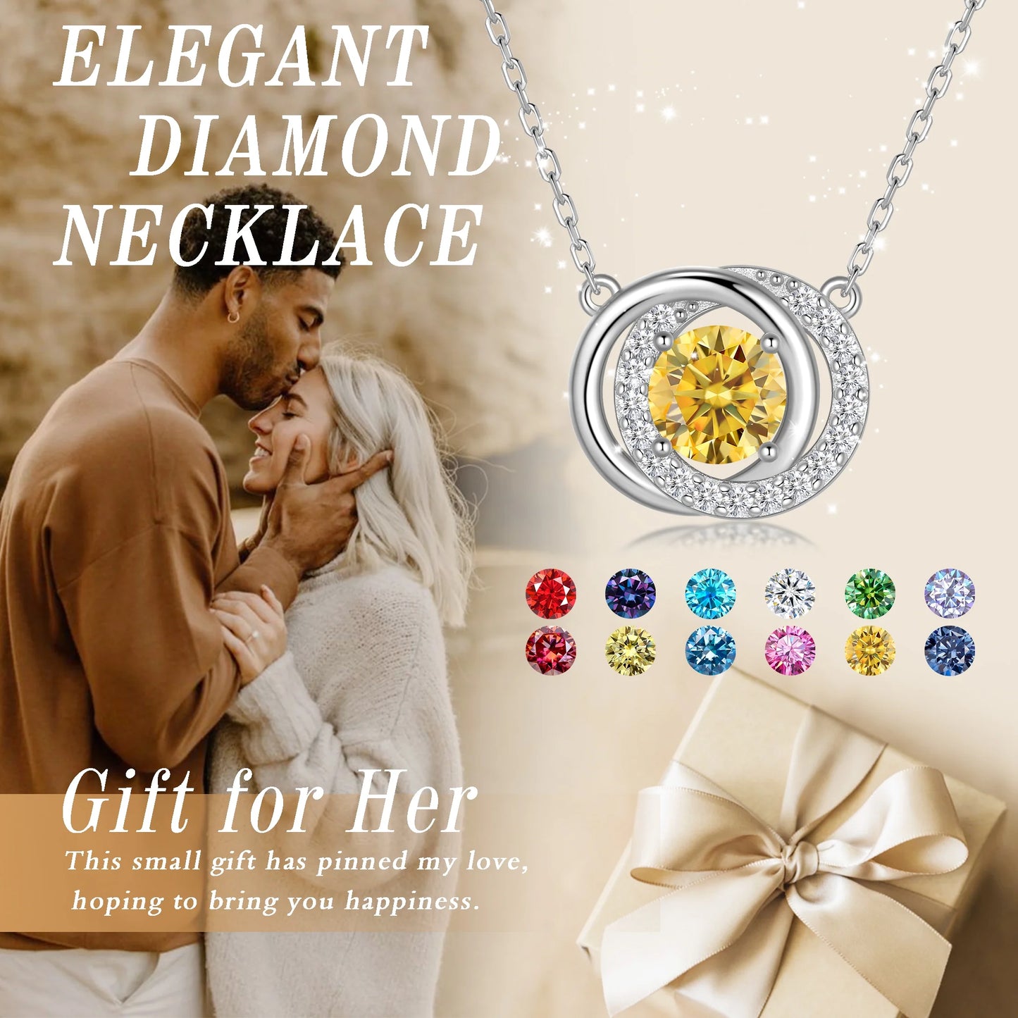 1 Carat Moissanite Necklace D Color VVS1 round Cut Simulated Diamond Halo Pendant Necklace, 925 Sterling Silver June Birthstone Necklace Birthday Christmas Jewelry Gifts for Women