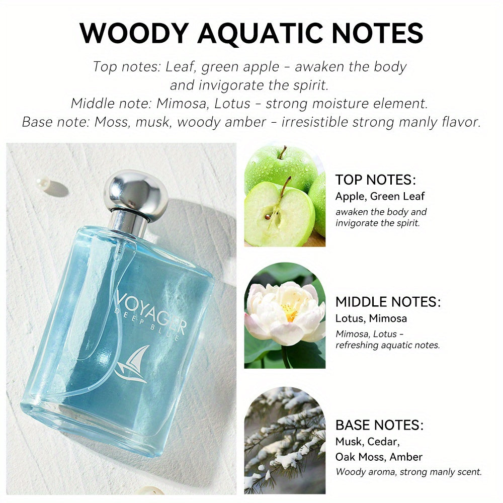 100ml Romantic Woodland Eau De Toilette for Men - Seductive Woody Fragrance with Apple & Lotus - Long Lasting, Intense Aroma - Premium Gift Set for Dating, Daily Wear, and Special Occasions - An Irresistible Present for Him
