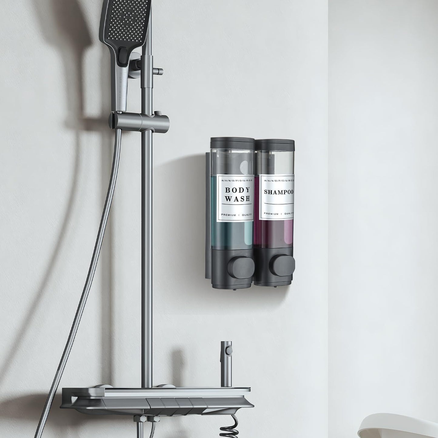 Shampoo and Conditioner Dispenser Bathroom Shower Soap Dispenser Wall Mounted Sh