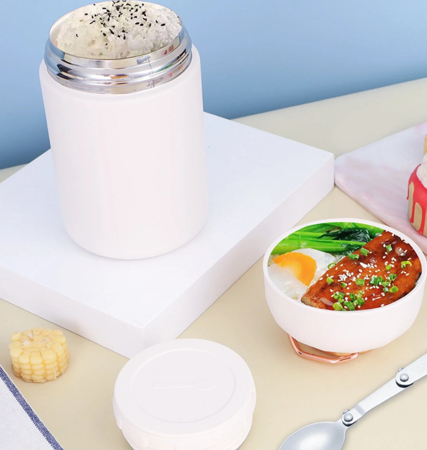 20 Oz White Stainless Steel Insulated Thermos