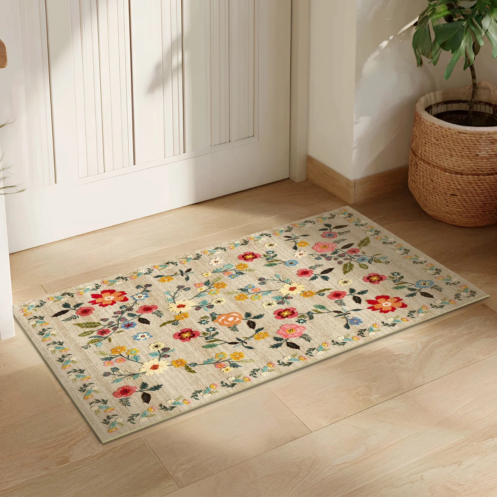 2'X3' Floral Area Rugs, Machine Washable Rug for Living Room- Soft Indoor Carpet, Low Pile for Bedroom, Dining Room, Playroom, Office