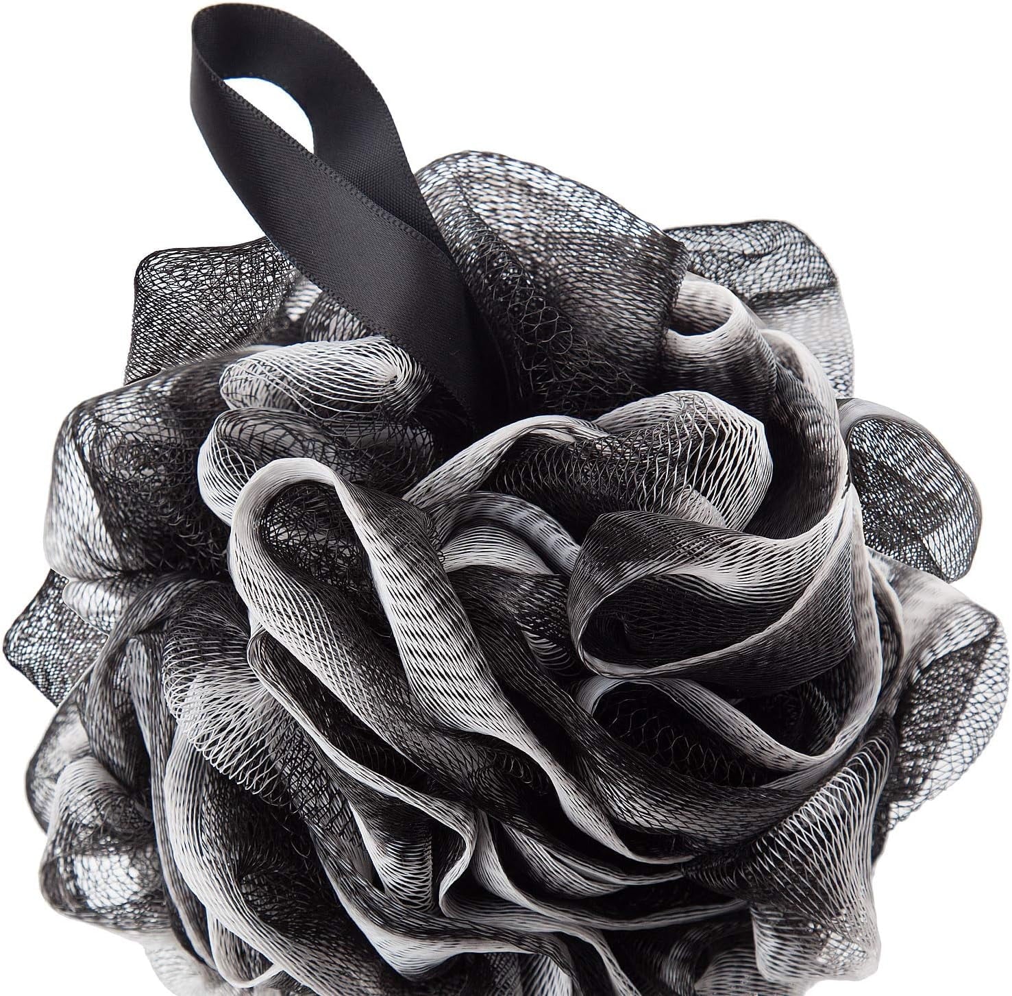 4 Pack Loofahs Bath Shower Scrub Exfoliating Body Brush Pouf Scrubber Sponge Ball Mesh Bath Loofah , Black