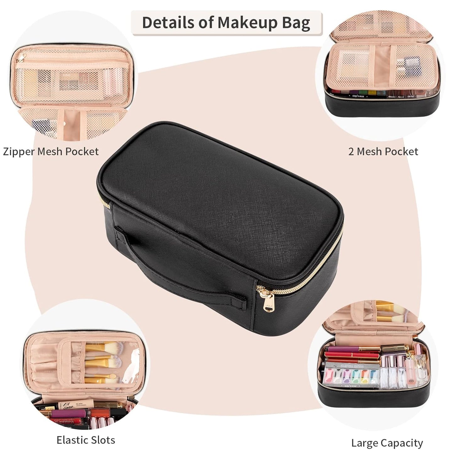 OCHEAL Small Cosmetic Bag,Portable Cute Travel Makeup Bag for Women and Girls Ma