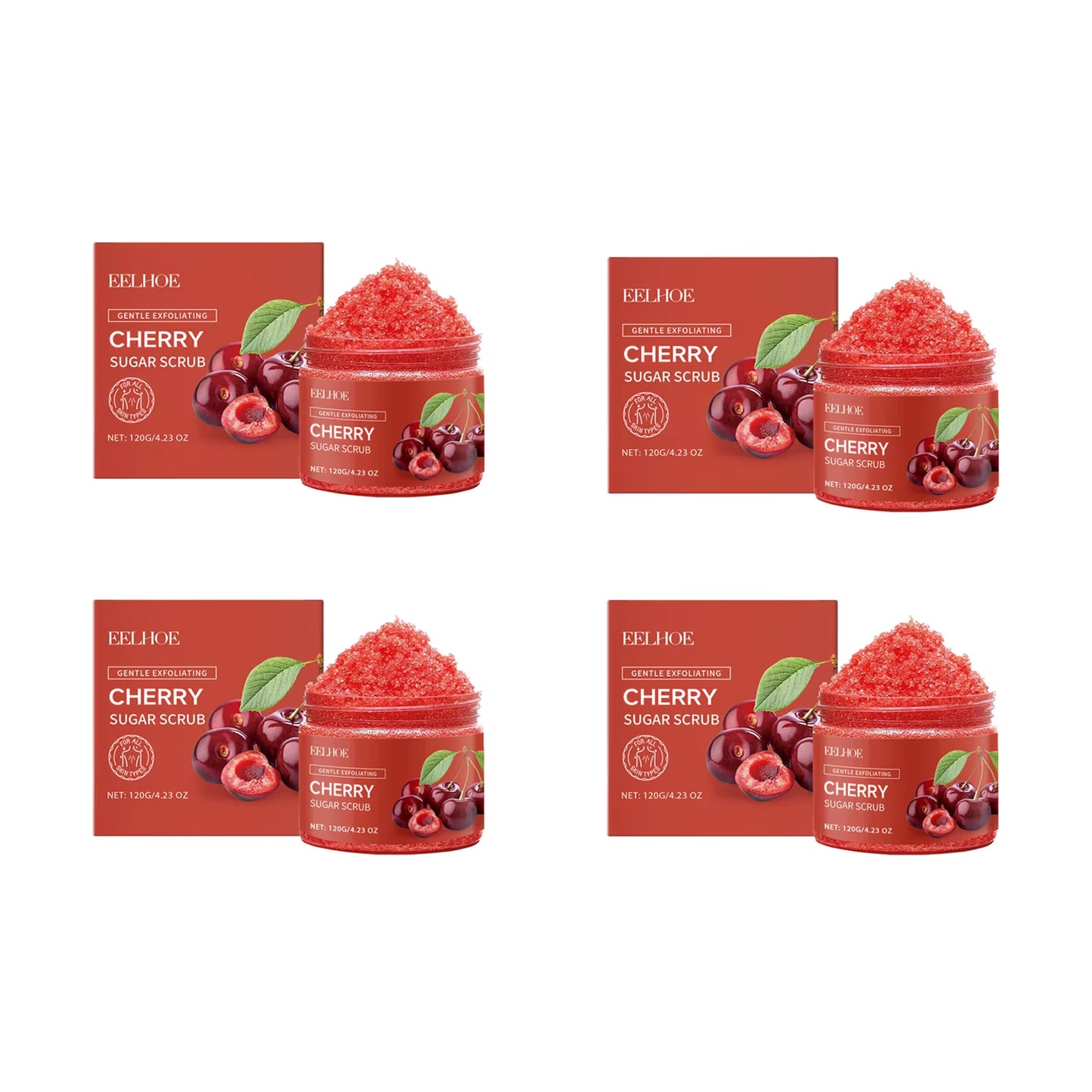 Cherry Sugar Body Scrub Gentle Exfoliating Body Wash Remove Dead Skin Moisturizing Brightening Deep Cleansing Shower Scrub