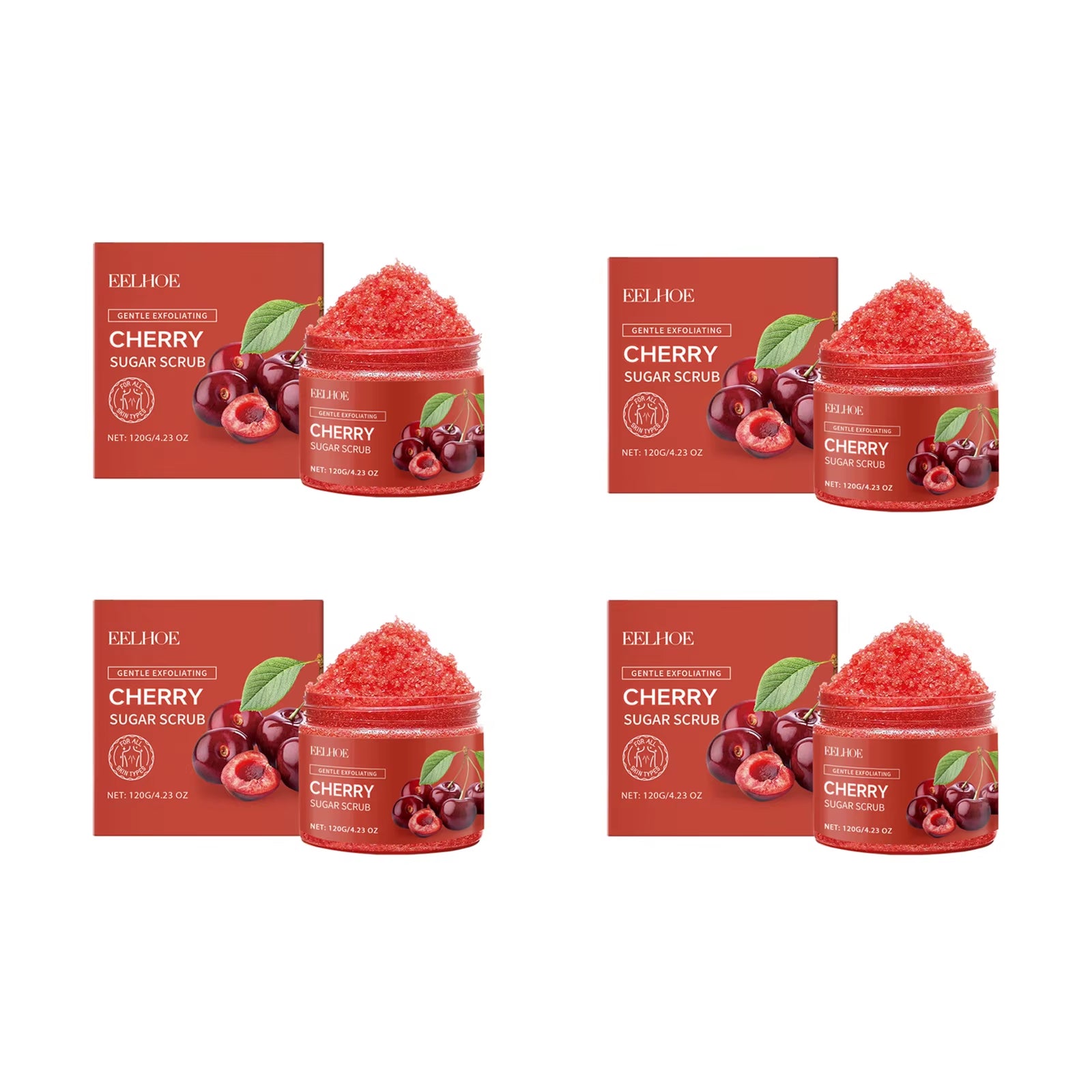 Cherry Sugar Body Scrub Gentle Exfoliating Body Wash Remove Dead Skin Moisturizing Brightening Deep Cleansing Shower Scrub