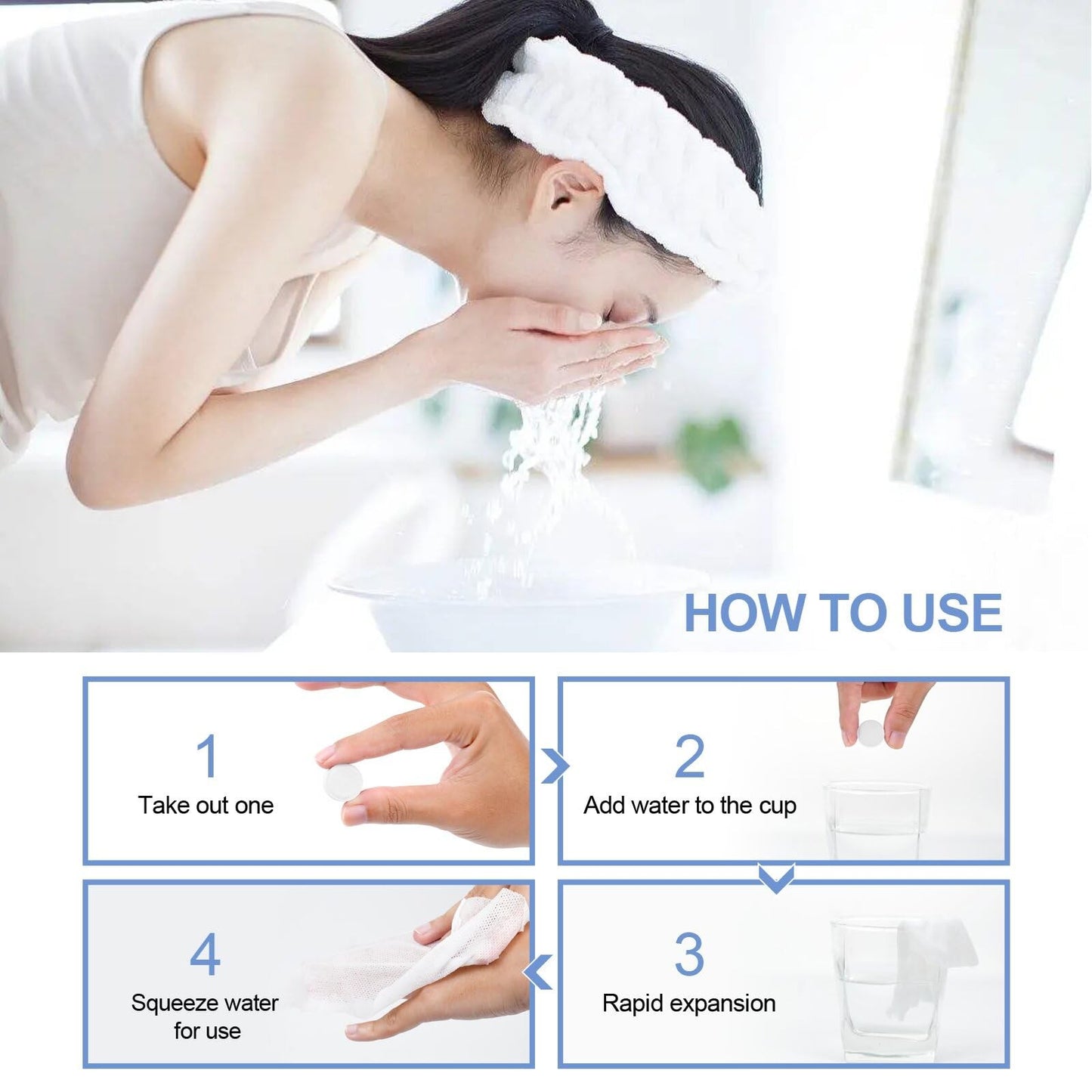 100 PCS Portable Compressed Towel Tablets, Disposable Travel Wet Towel, for H...