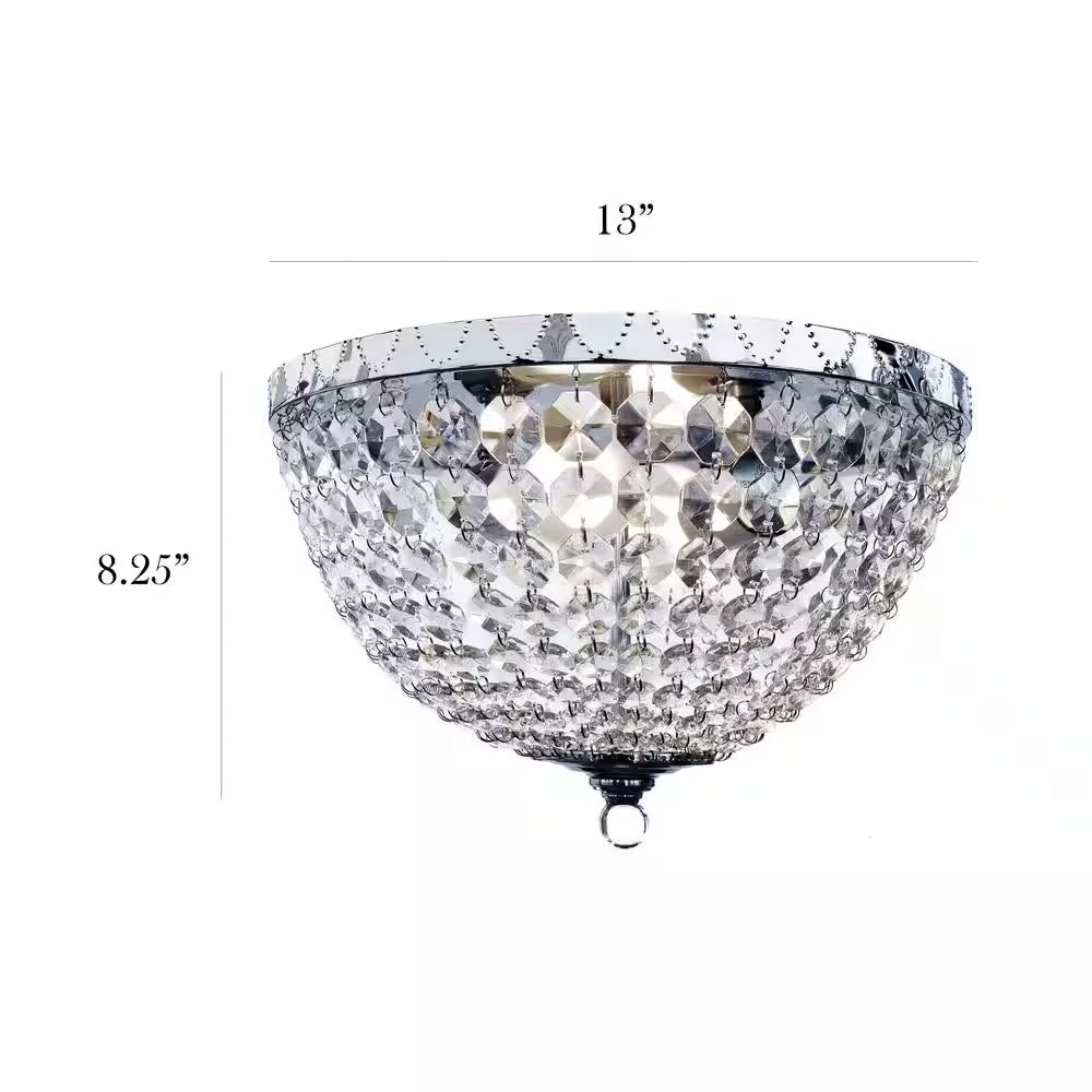 Victoria Crystal 2-Light Chrome Rain Drop Flush Mount