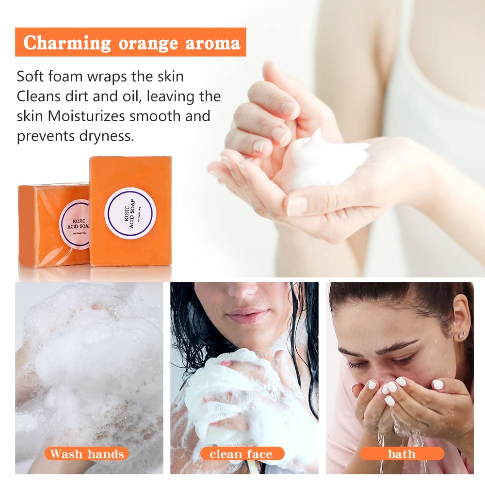 Kojic Acid Soap Bar Moisturizing Deep Cleansing for Face and Body Smooth Skin Care 140G X 2 Bars,9.9 Oz 2 Bars