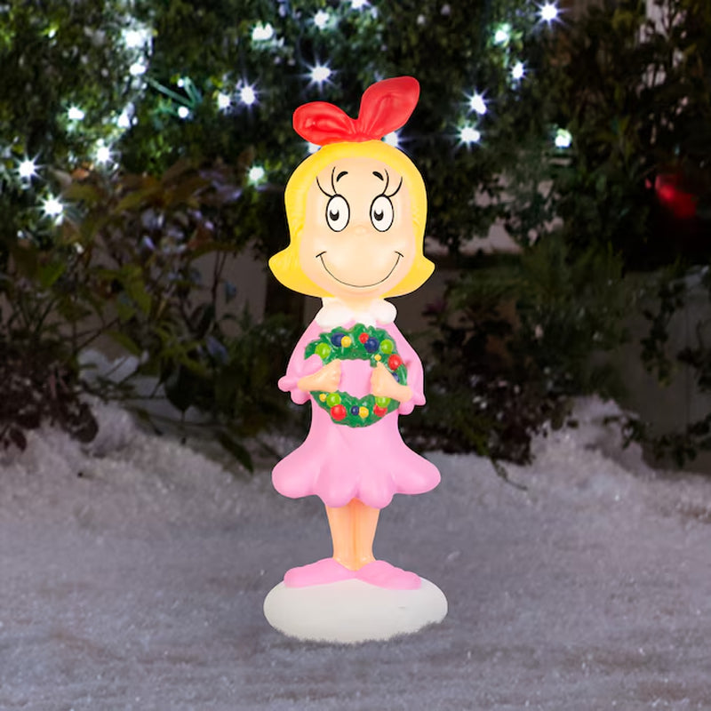 2-Ft LED Cindy Lou with Wreath Blow Mold Christmas Decoration