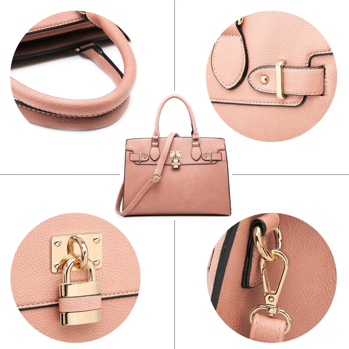 Women Handbags and Purses Ladies Shoulder Bag Top Handle Satchel Tote Work Bag with Matching Clutch