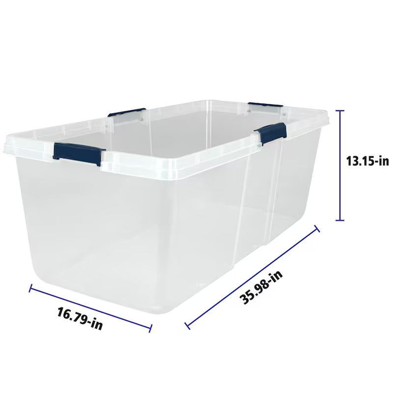 X-Large 25 -Gallons ( 100 -Quarts ) Clear/White Stackable Tote with Latching Lid