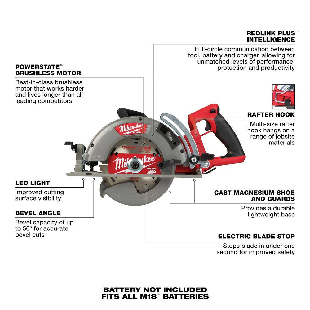 M18 FUEL 18-Volt Lithium-Ion Brushless Cordless 1/4 In. Hex Impact Driver and 7-1/4 In. Rear Handle Circular Saw