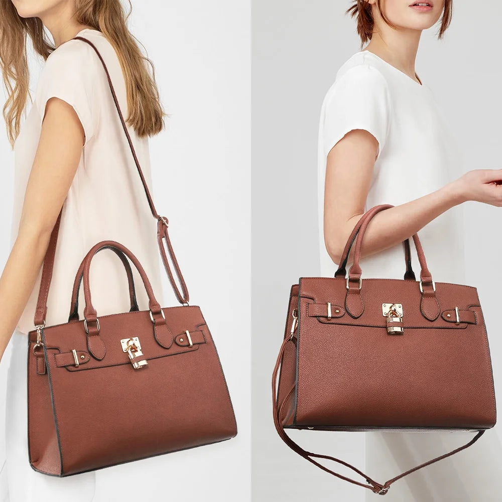 Women Handbags and Purses Ladies Shoulder Bag Top Handle Satchel Tote Work Bag with Matching Clutch