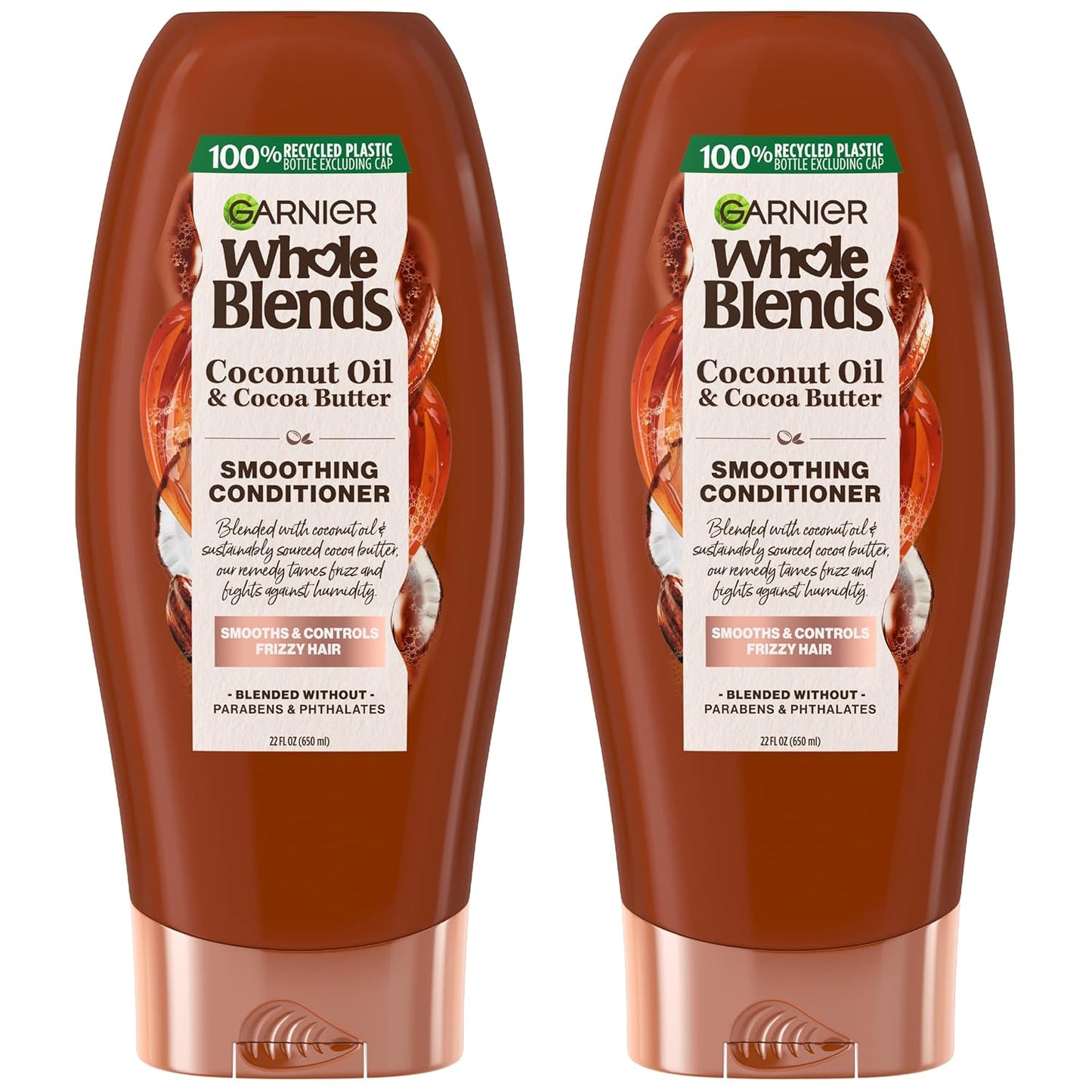 Whole Blends Coconut Oil & Cocoa Butter Smoothing Conditioner for Frizzy Hair, 22 Fl Oz, 2 Count (Packaging May Vary)