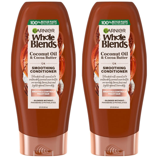 Whole Blends Coconut Oil & Cocoa Butter Smoothing Conditioner for Frizzy Hair, 22 Fl Oz, 2 Count (Packaging May Vary)