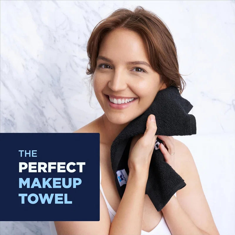 Corcino Premium Black Makeup Remover Towels | 100% Cotton, Washcloths Set