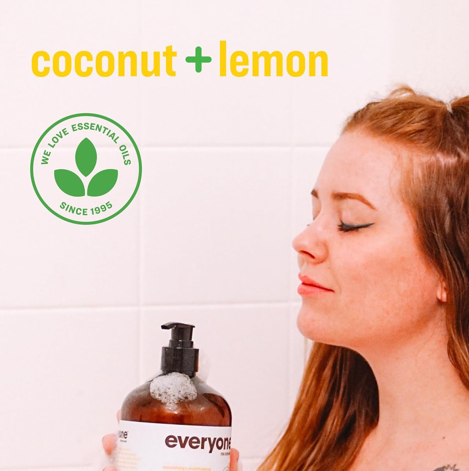 3-In-1 Soap, Body Wash, Bubble Bath, Shampoo, 32 Ounce (Pack of 2), Coconut and Lemon, Made with Essential Oils for Men and Women
