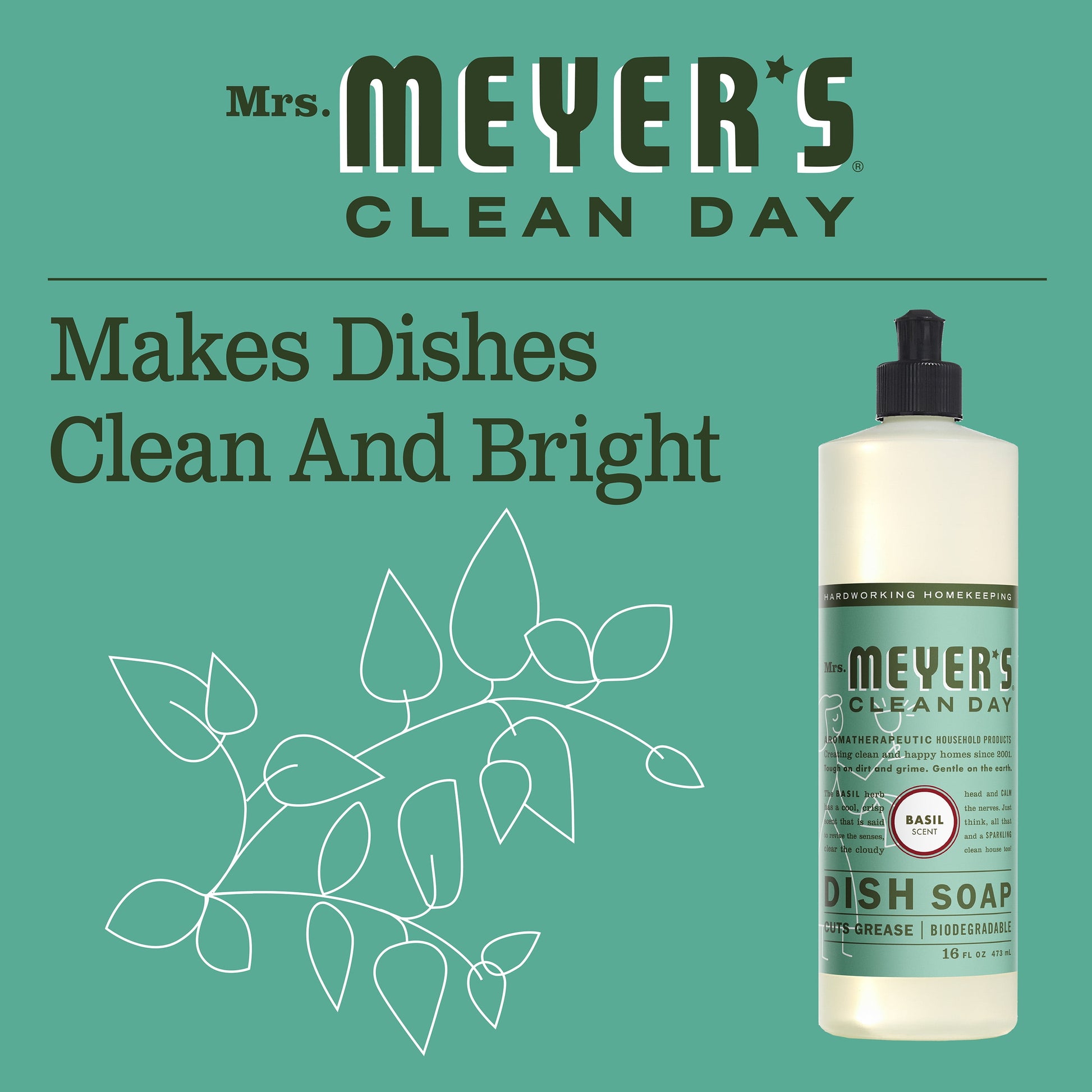 Mrs. Meyer’S Clean Day Liquid Dish Soap, Basil, 16 Ounce Bottle (Pack of 3)