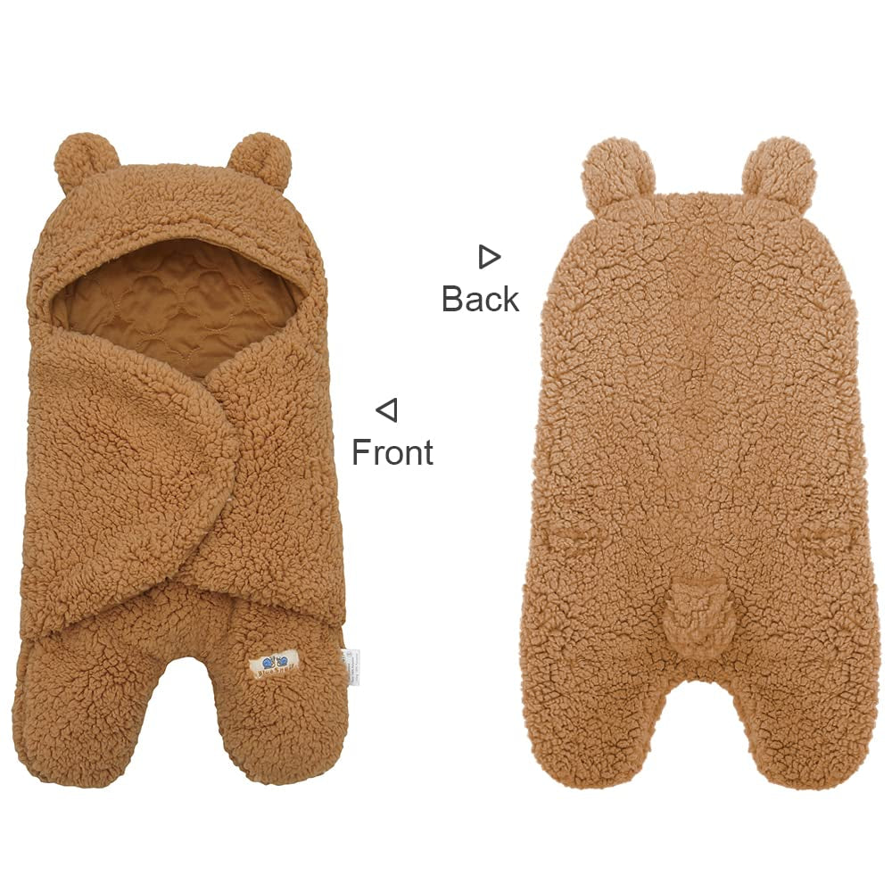 Newborn Receiving Blanket Baby Sleeping Wrap Swaddle(0-3M, 8-13Lbs,Brown)