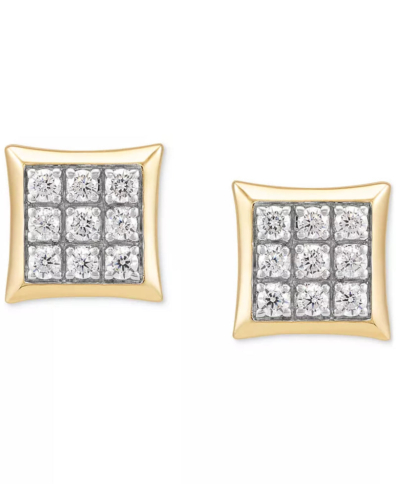 Men'S Lab Grown Diamond Square Cluster Stud Earrings (1/2 Ct. T.W.) in 10K Gold