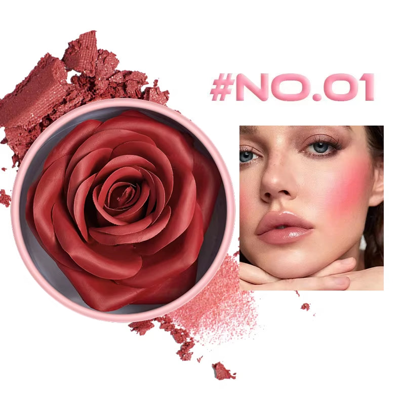 3D Petal Rose Makeup Blush 4 Colors Gift Highlighter Rare Beauty Blush Rubor Forma Rosa Real Rose Flower Blush Shimmer Makeup