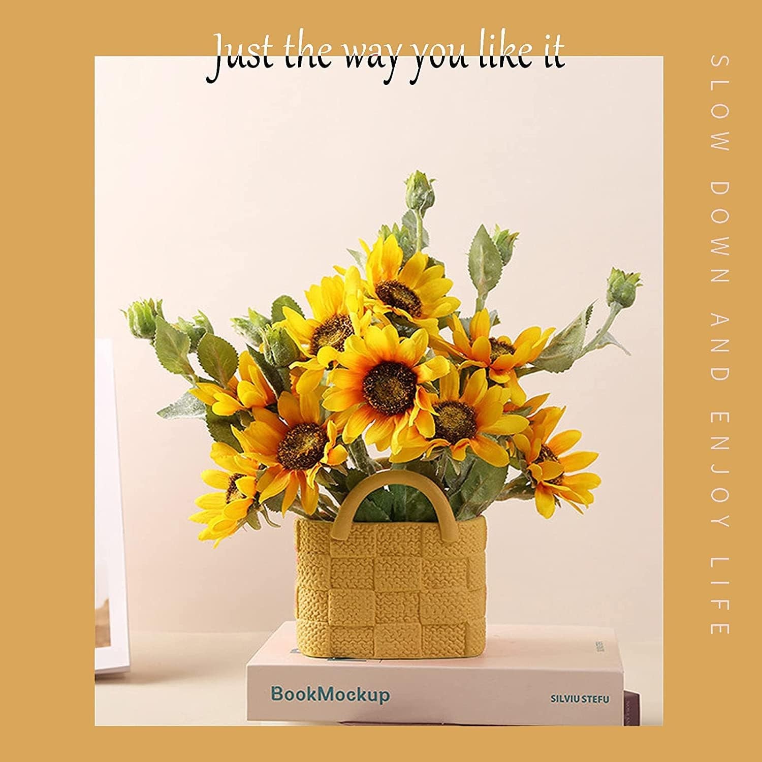 Ceramic Vase, Small Modern Flower Vase for Home Decor, Handbag Collection Creative Ceramic Floral Vases for Centerpieces, Flower Arrangement Decoration Shooting Props (Apricot Yellow)