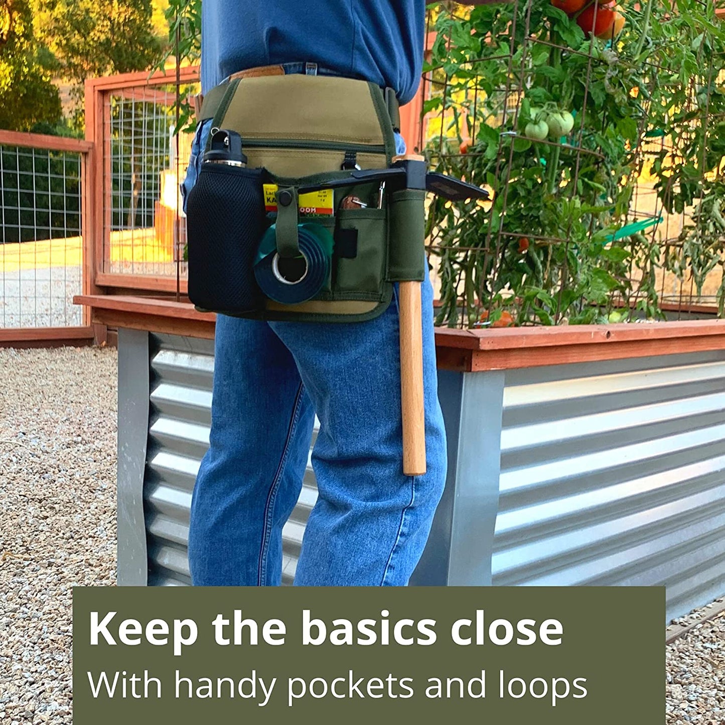 Garden Tool Belt Green-Tan XL