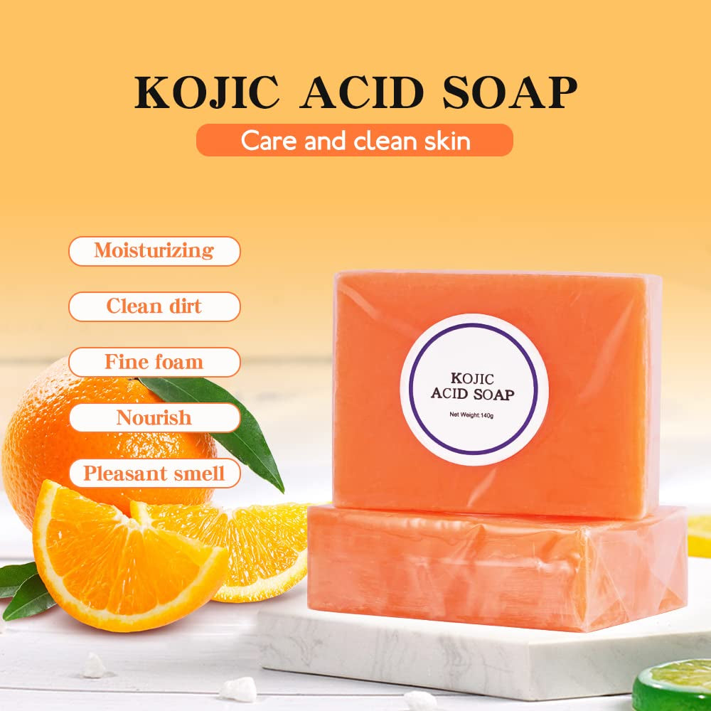 Kojic Acid Soap Bar Moisturizing Deep Cleansing for Face and Body Smooth Skin Care 140G X 2 Bars,9.9 Oz 2 Bars