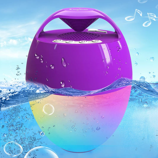 CT602 Bluetooth 5.0 Waterproof Pool Speaker with 8 Color Changing Modes, HD Stereo Sound, Rich Bass, Hands-Free Portable Shower Speaker for Hot Tub, Bathtub, Outdoor