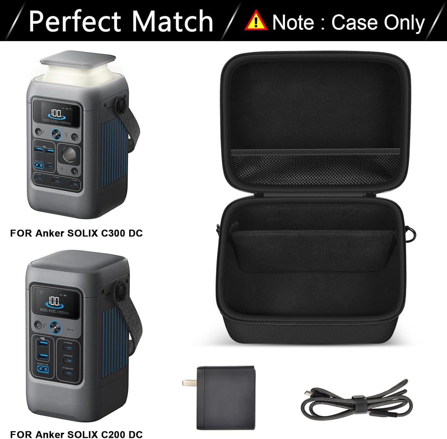Power Bank Case for Anker SOLIX C200 DC, for SOLIX C300 DC Solar Power Station,