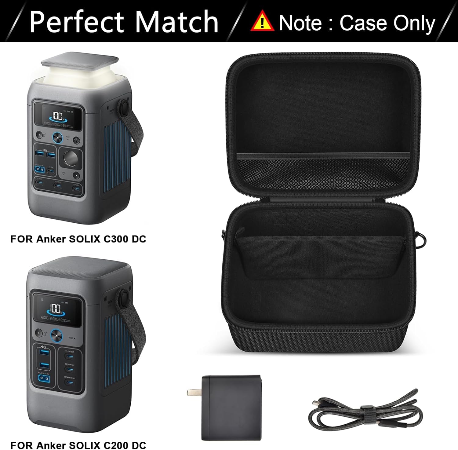 Power Bank Case for Anker SOLIX C200 DC, for SOLIX C300 DC Solar Power Station,