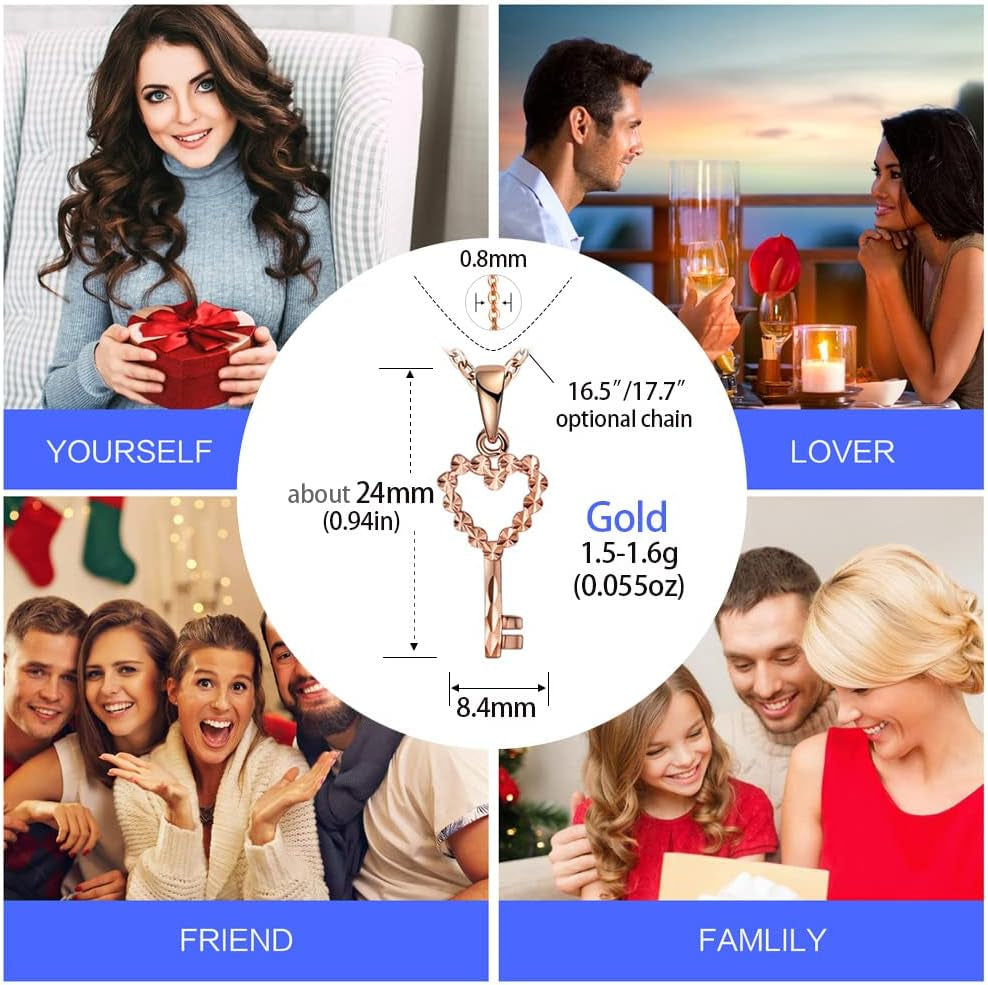 18K Solid Gold Necklace for Women Real Gold, Dainty Cute Pendant Gift for Girl Wife Mom, Pure Gold with Certificate Fine Jewelry for Birthday Wedding Prom, 16 to 18 Inch