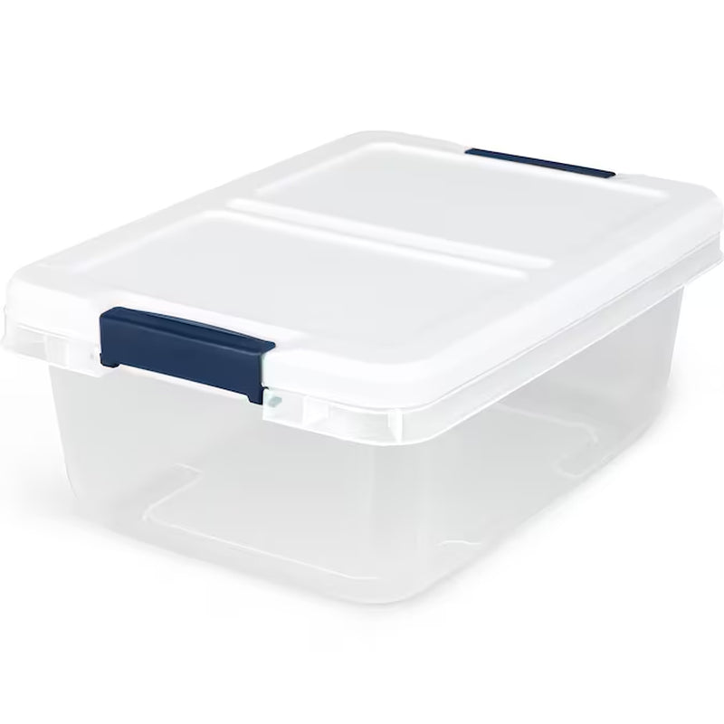 X-Large 25 -Gallons ( 100 -Quarts ) Clear/White Stackable Tote with Latching Lid