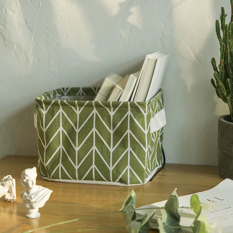 Toy Storage Fabric Foldable Storage Basket Cotton and Hemp Desktop Storage Box Small Fresh Waterproof Storage Basket Storage Box