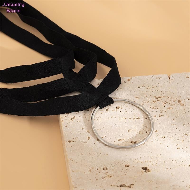 Women'S Fashion Jewelry Black Velvet Velvet Layered Choker Collar Necklace 434