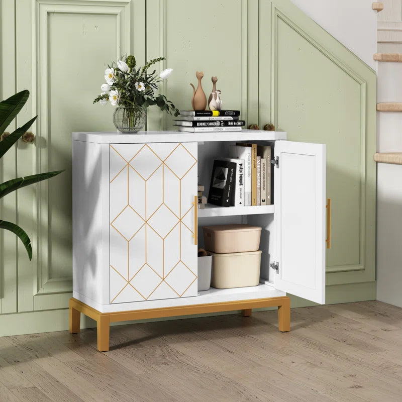 32" Accent Cabinet with Gold Trim