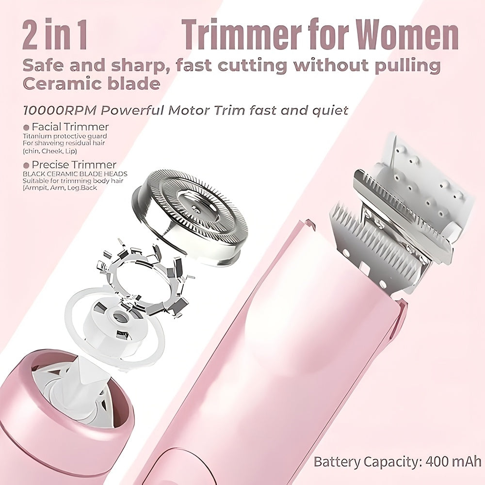 Dual-head Shaver, 2-In-1 Electric Razor For Women, Bikini Trimmer With Limit, Gentle & Clean Hair Trimmer, Women'S Shave Comb, For Face & Arms & Thighs & Body, Purple, Mother'S Day Gift