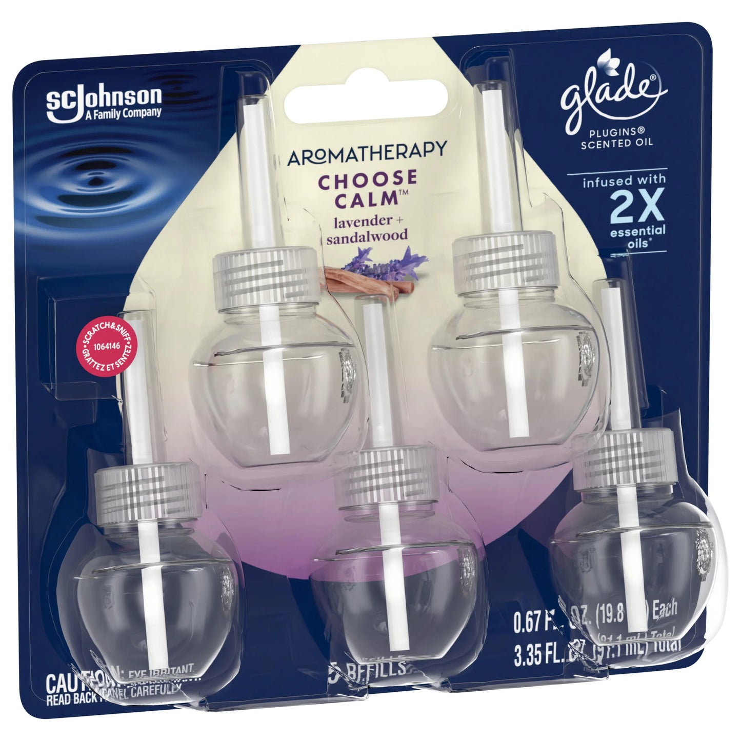 Aromatherapy Plugins Air Freshener Refills, Choose Calm Scent with Notes of Lavender & Sandalwood, Fragrance Infused with Essential Oils, 5 X 0.67 Oz (19.8 Ml)
