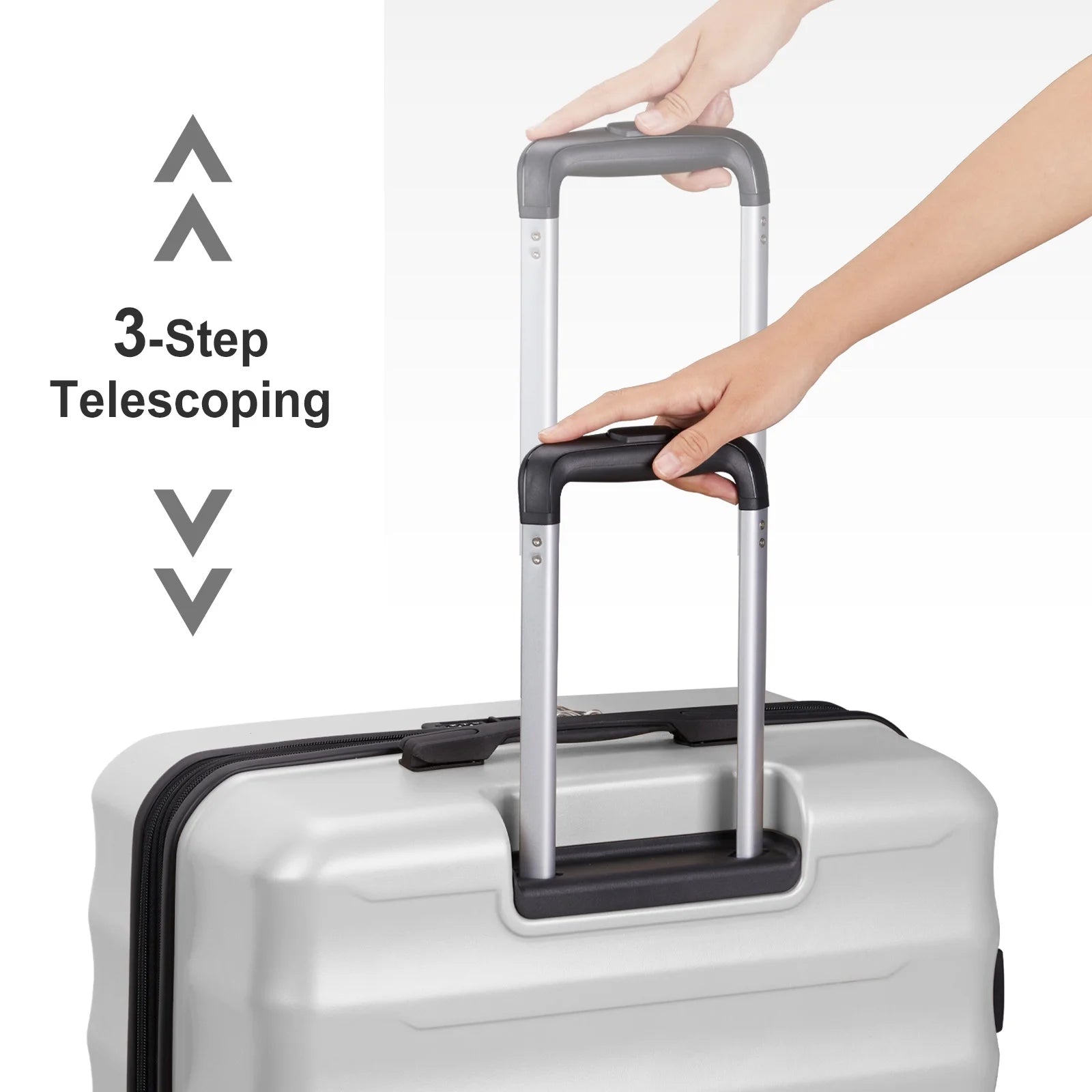 3 Piece Luggage Sets, ABS+PC Expandble Hardside Suitcase TSA Lock Lightweight Durable Spinner Luggage, Gray