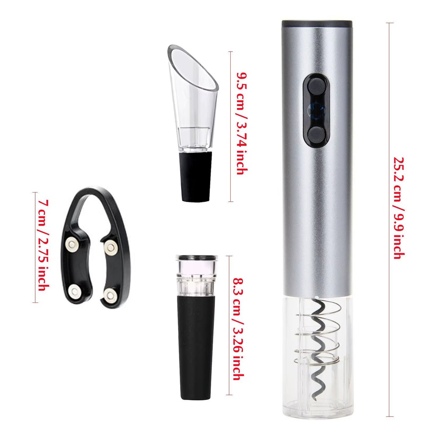 Electric Wine Bottle Opener Set Automatic Corkscrew with Stopper Pourer and Foil Cutter Red Wine Accessories Gift Box