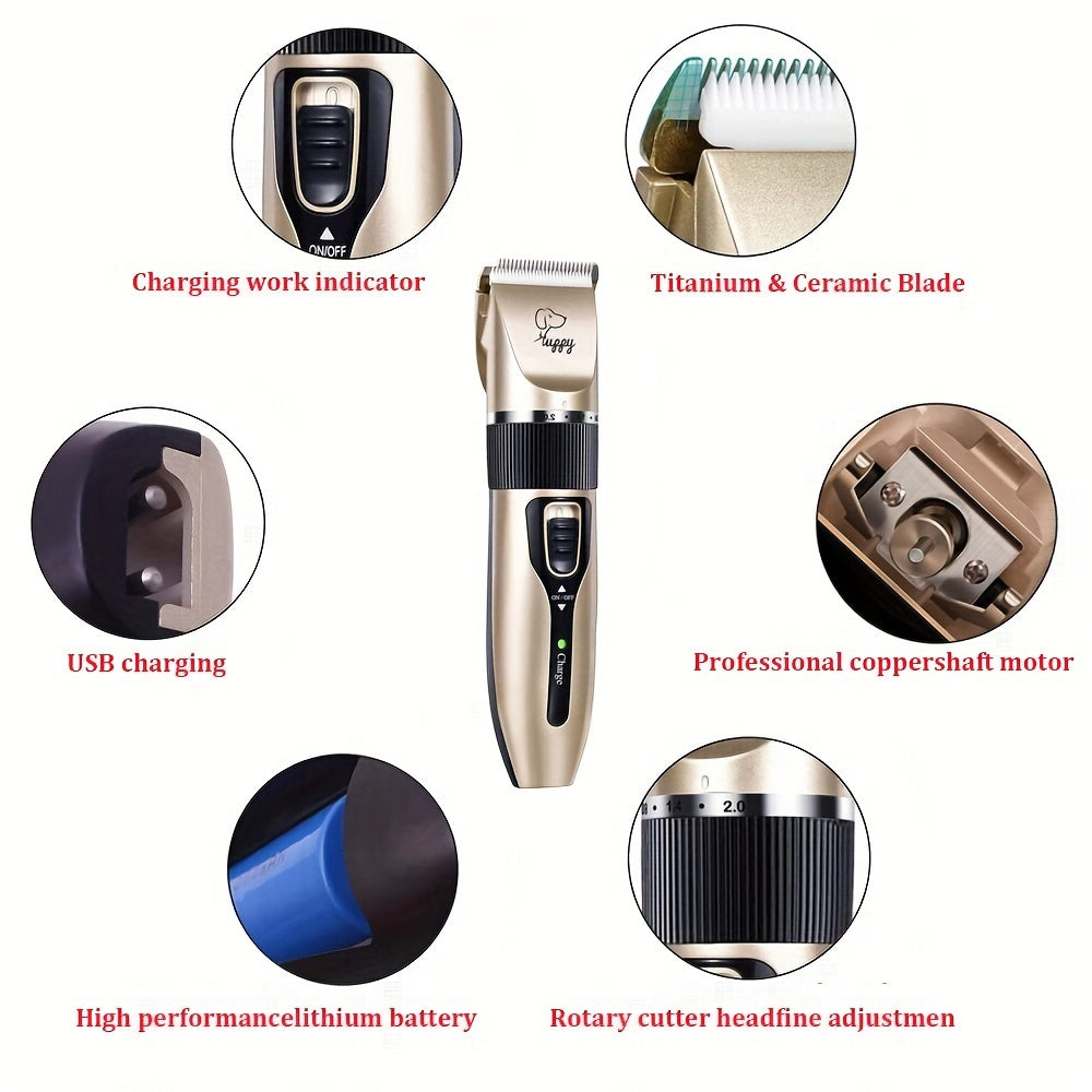 12in 1 Premium Pet Hair Trimmer Kit - Electric Precision Clippers with Gentle Hair Cutting Technology - Perfect for Professional Grooming At Home, Mute Clippers for Dogs And Cats., Dog Clippers, Dog Clippers For Grooming, Dog