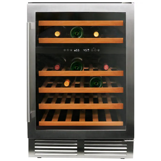 23.50-In W 46 -Bottles Stainless Steel Dual Zone Cooling Built-In Indoor Wine Cooler